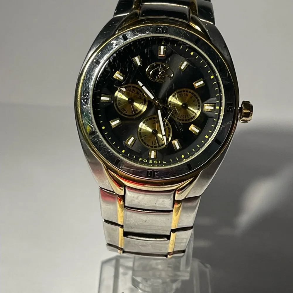 Iowa Hawkeyes NCAA Black and Gold Chronograph Men's Watch by Fossil